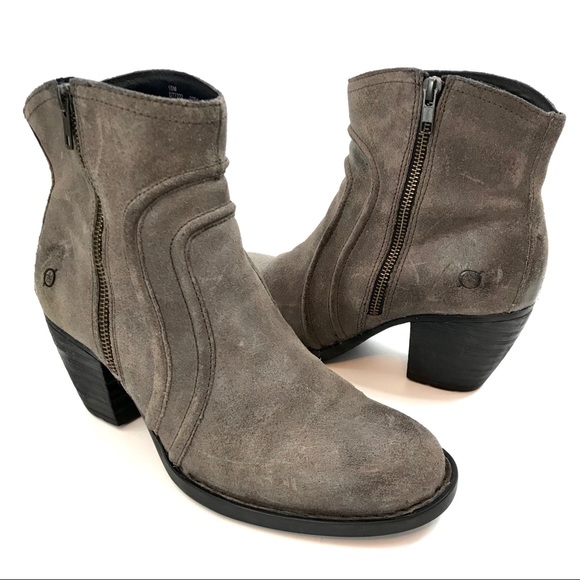 Born Abby Grey Distressed Leather Ankle 